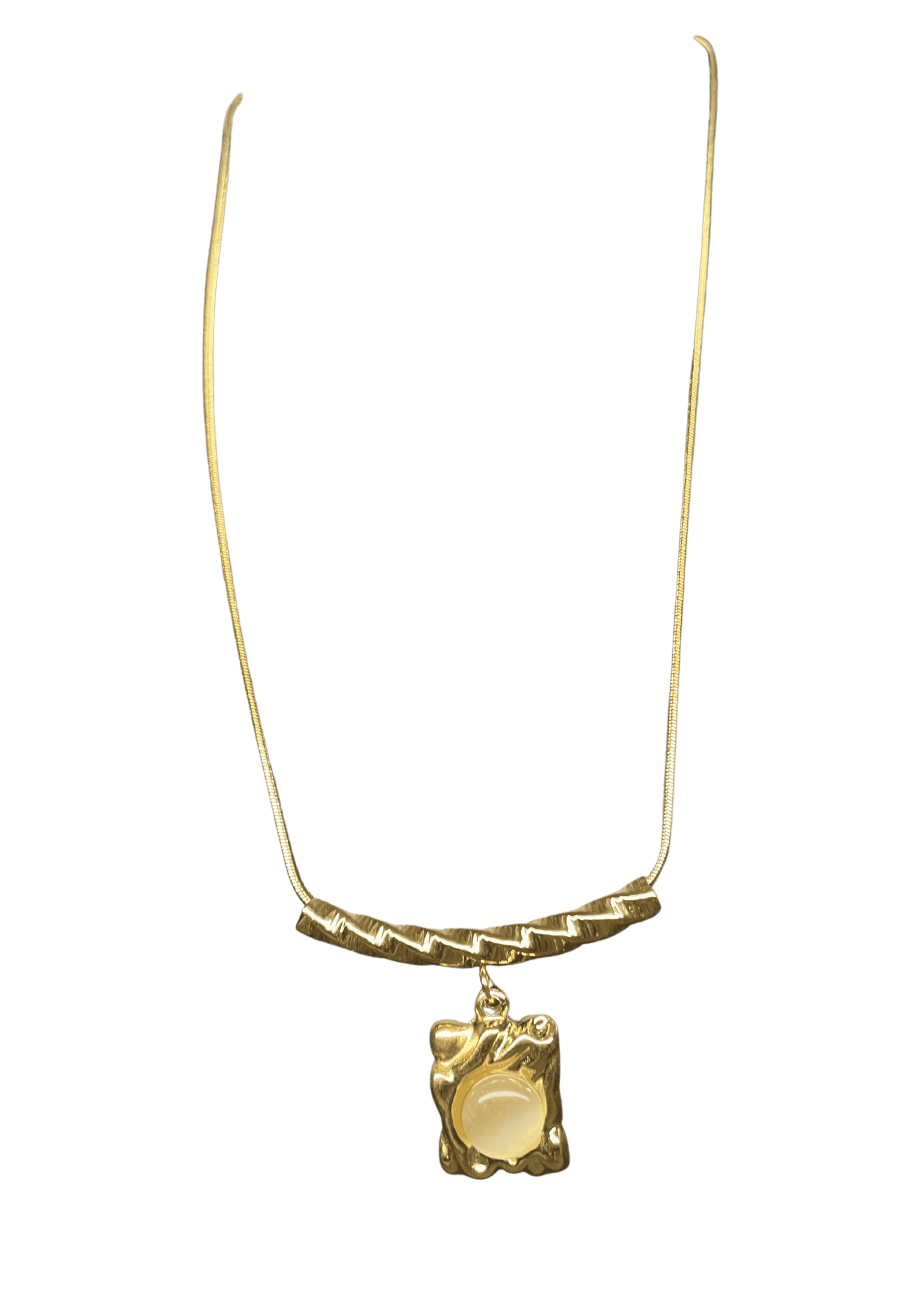 Artisan Gold-Plated Square Pendant Necklace
